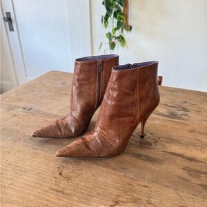 Miu Miu Tan Snakeskin Ankle Boots